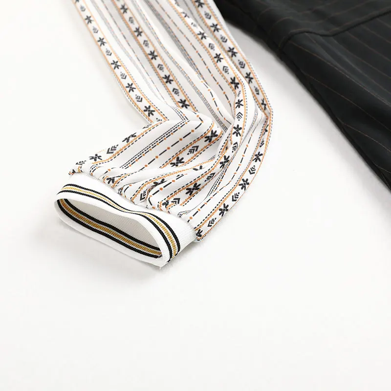 

2020 Spring and Autumn Dress Casual Vintage Black Patchwork Long Sleeve V Zipper Collar Plus Size 4xl 5xl for Women Freeshipping