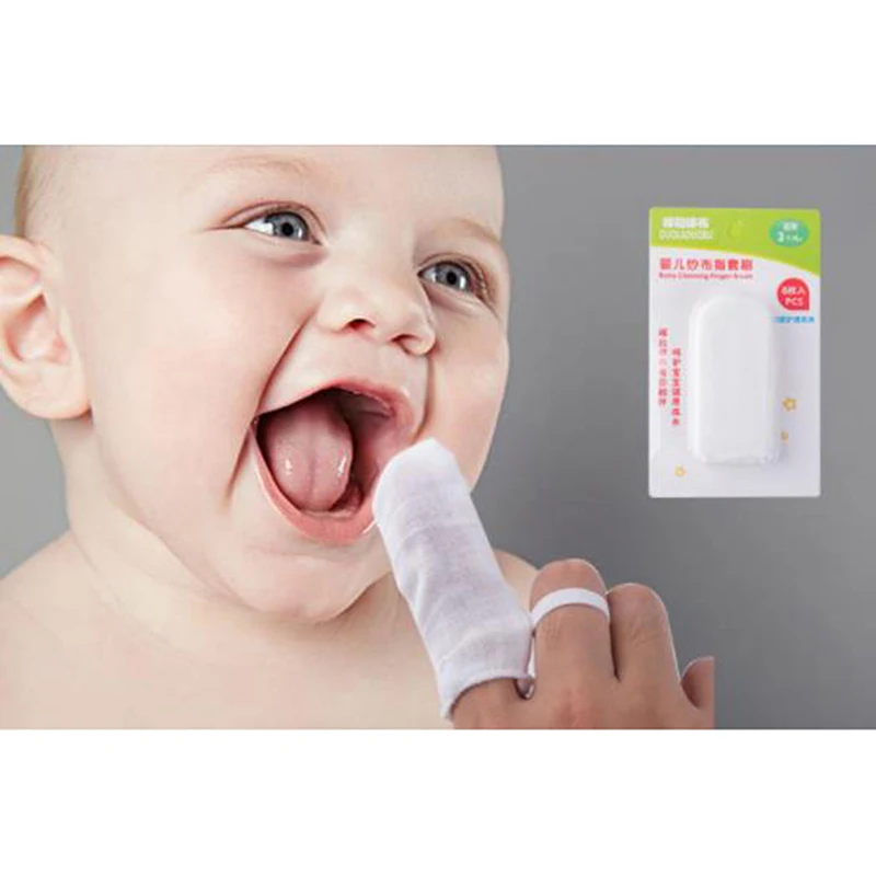 

6pcs/set Gauze Finger Toothbrush Baby Oral Dental Teeth Cleaning Care Hygiene