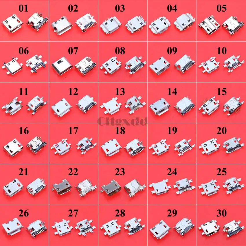 30 моделей 300 шт. разъем Micro USB 5-контактный 7-контактный Мама зарядный порт для Samsung
