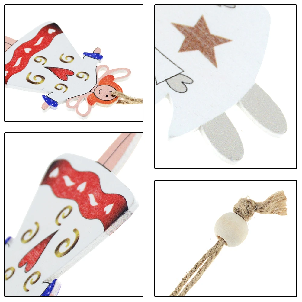 2 шт. деревянный пеньковый веревочный ангел подвеска на рождественскую елку