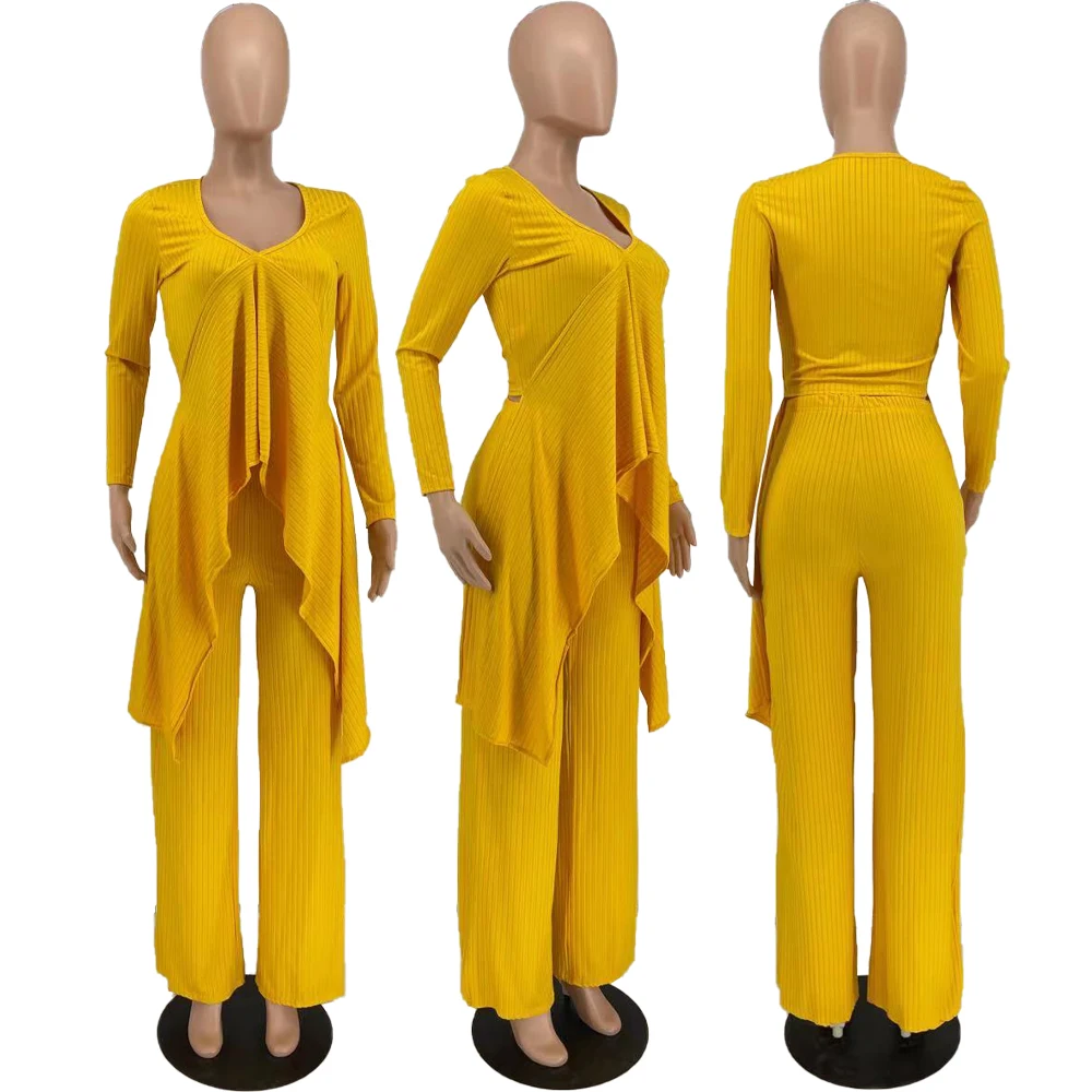 Женский осенне-зимний новый однотонный Асимметричный костюм с длинным рукавом