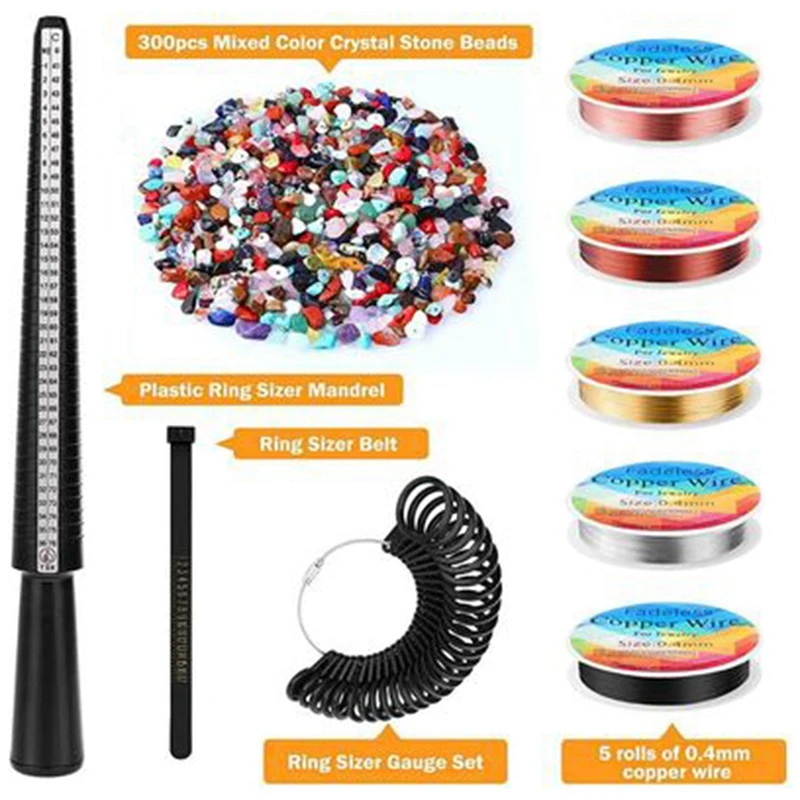 

Ring Making Kit Crystals for Jewelry Making Kit Jewelry Making Supplies with Ring Sizer Tools for Jewelry Making Craft