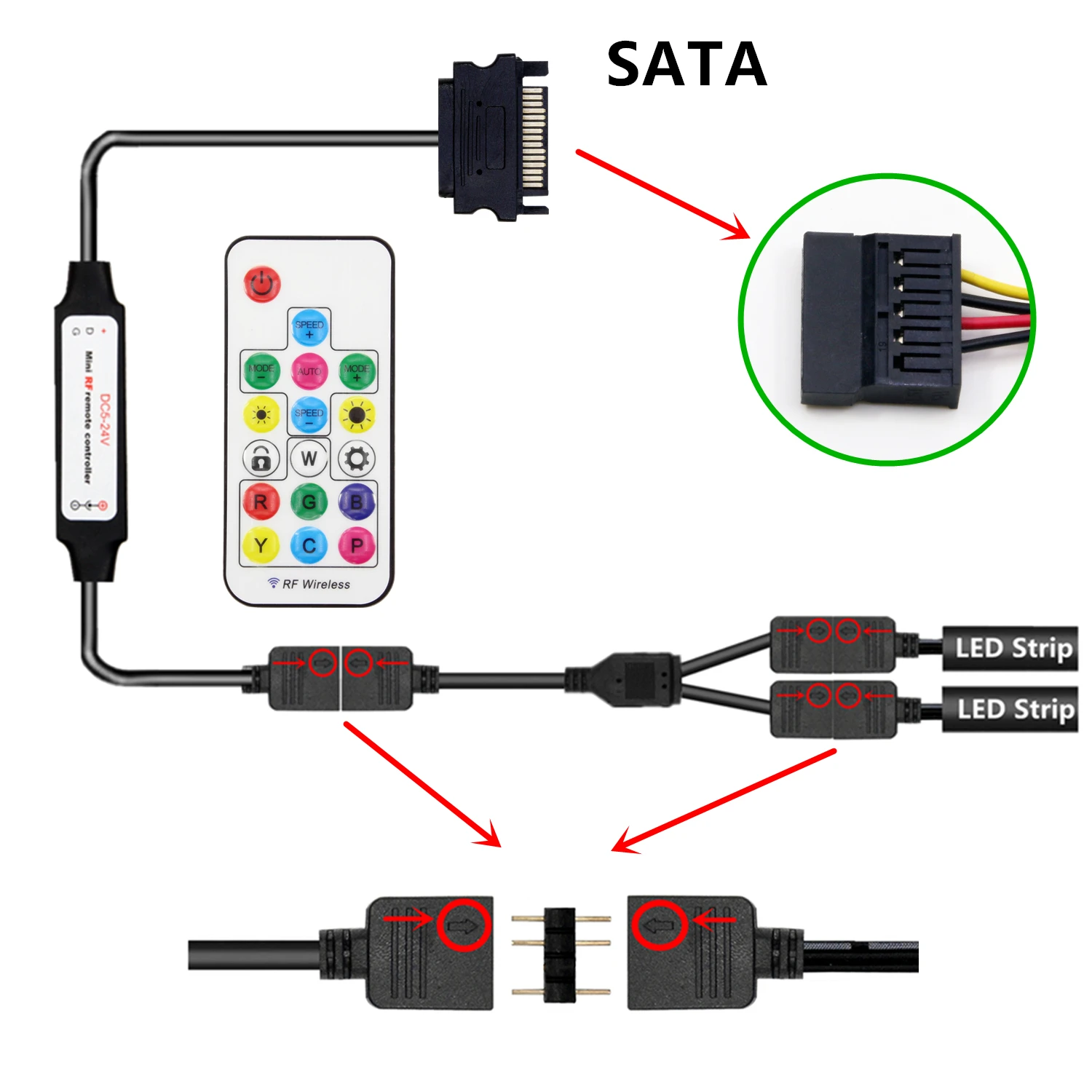 Водонепроницаемая светодиодная лента с интерфейсом питания SATA 5 В | Освещение