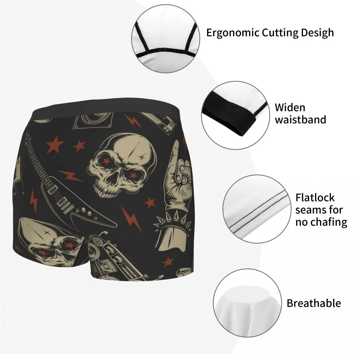 Мужские боксеры сексуальное нижнее белье с черепом музыкальная электрическая