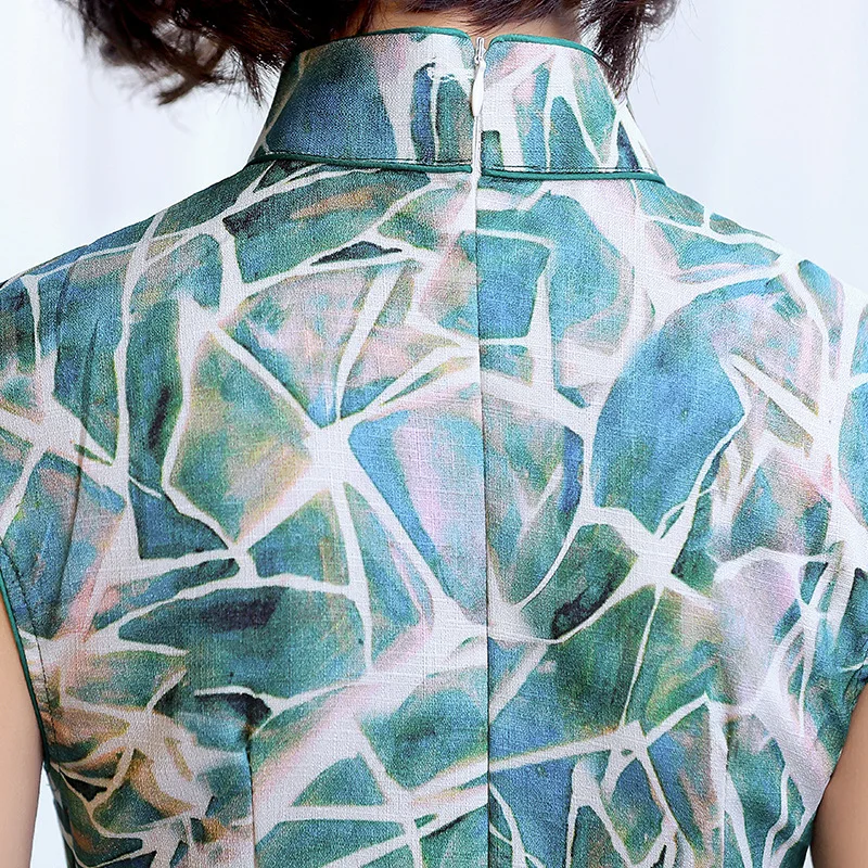 Женское платье Cheongsam из хлопка в винтажном китайском традиционном стиле с ретро пластинчатыми кнопками - Vestidos.