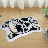 cute cow bathroom carpets cartoon cow child room bedside mat soft plush rug absorbent non slip bath doormat home decor 80x48cm
