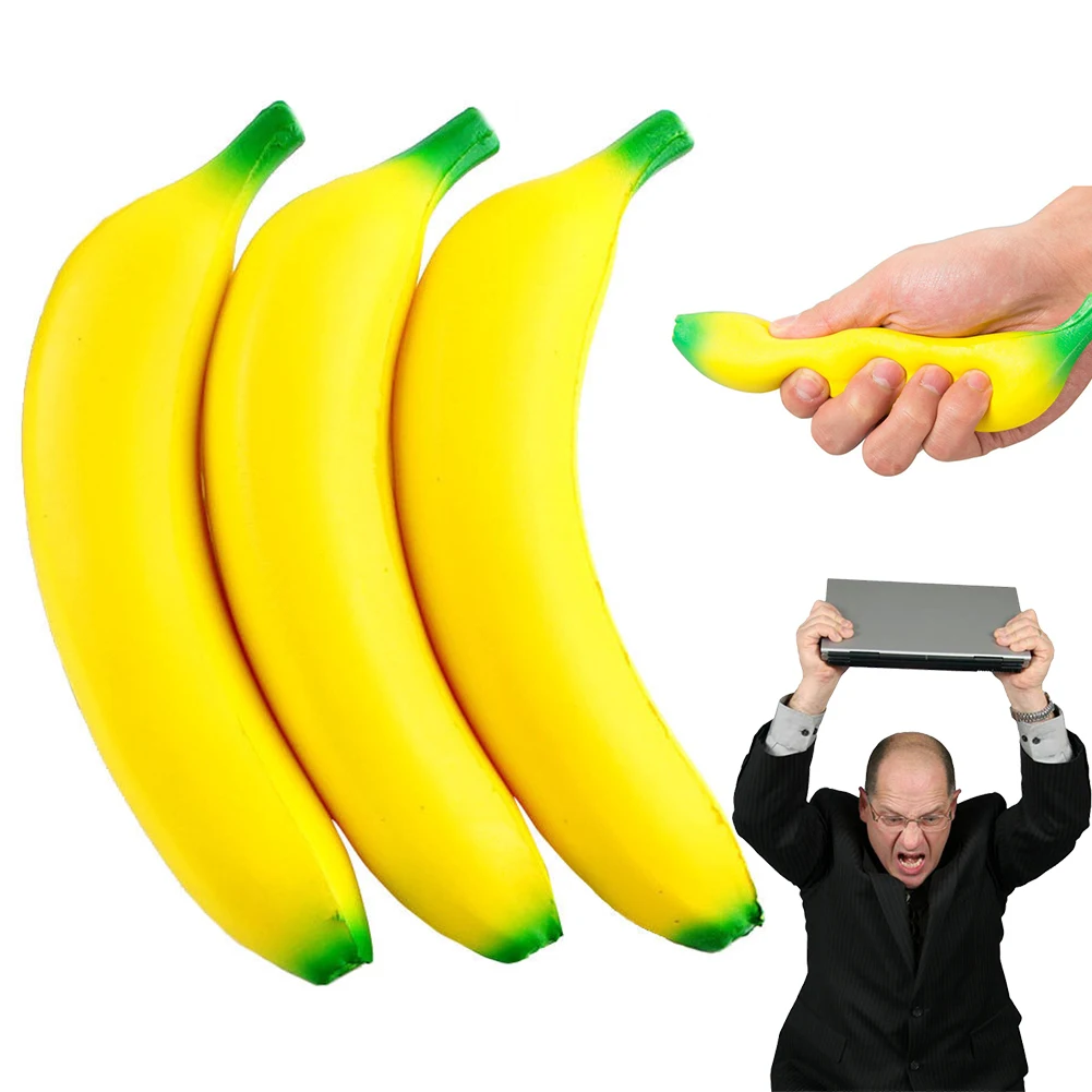 

Squish Simulation PU Ice Banana Slow Rising Fun Squeeze Healing Toy Relieve Stress Toys Dessert Model Home Accessories