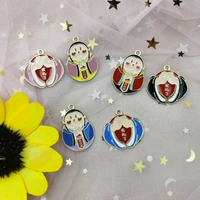 10pcslot alloy enamel teacher charms cartoon character pendants fit necklace keyring jewelry accessories full chinese culture
