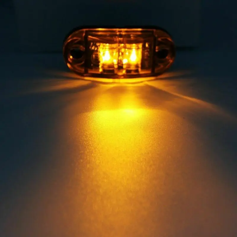 

10pcs Auto Led Lights Lamp Truck Side Marker Amber Oval Clearance Indicator Rear Tail Trailer Truck 2.5Inch Durable Practical