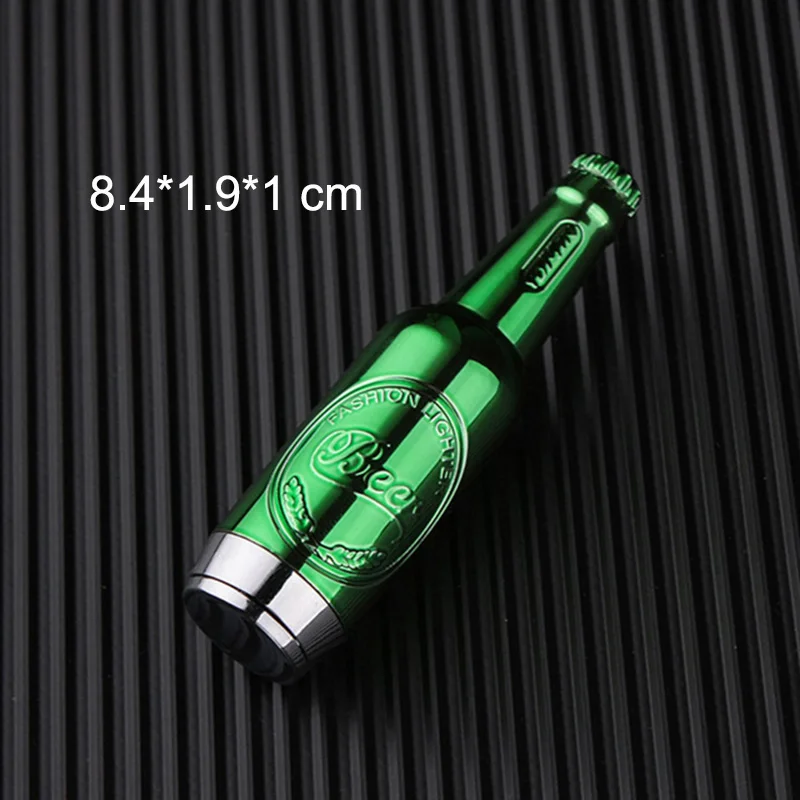 Green beer bottle Зажигалка для винных бутылок, креативный пожарный фонарь Бутановая Зажигалка, газовая многоразовая Зажигалка для сигарет, декоративные украшения для дома - Цвет: Green beer bottle