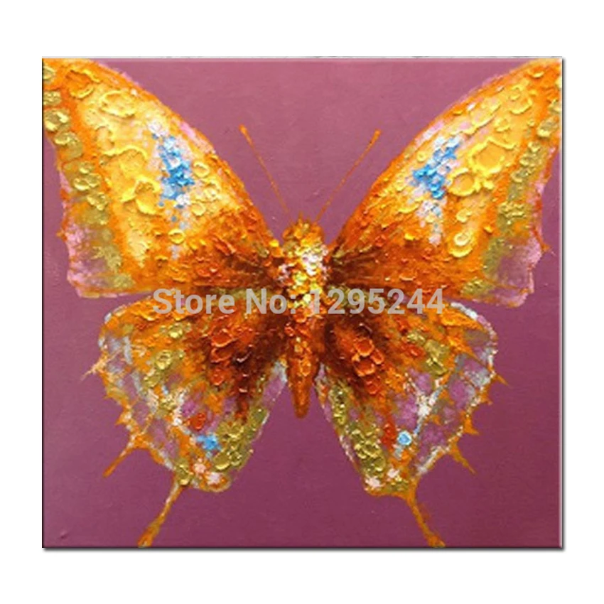 Картина маслом с животными Красивая Золотая Бабочка ручная работа картинки для