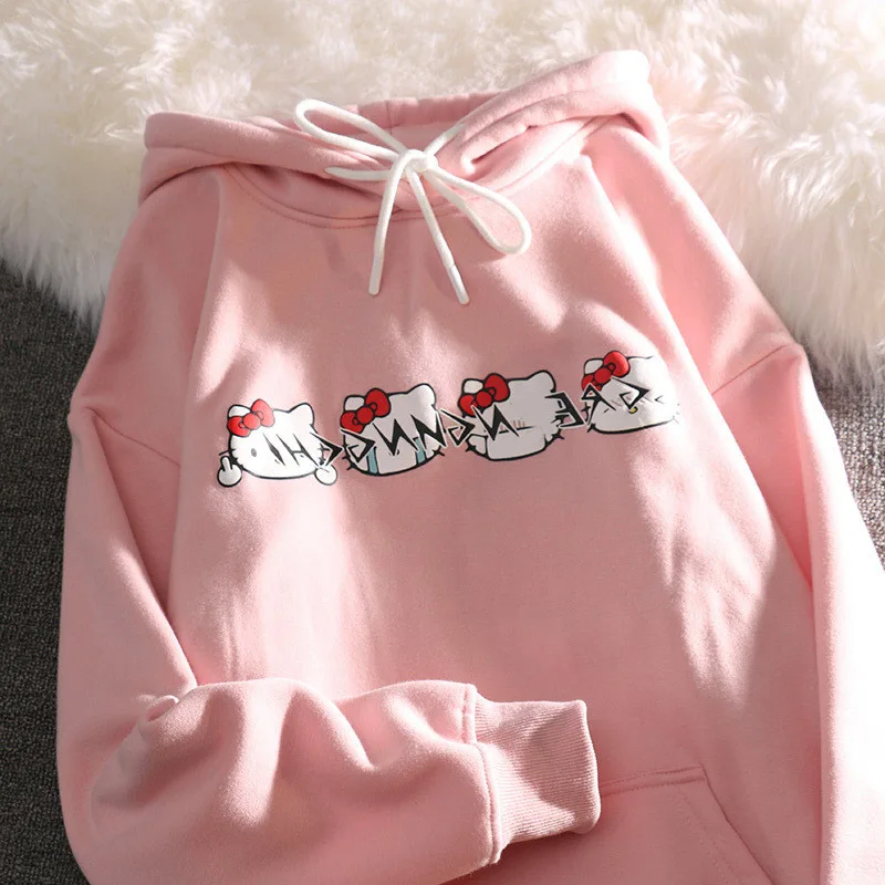 Harajuku Cartoon Women Hoodies Korean Cute Oversize Long Sleeve Autumn New Sweatshirts Japanese Kawaii Streetwear Hoodie | Женская