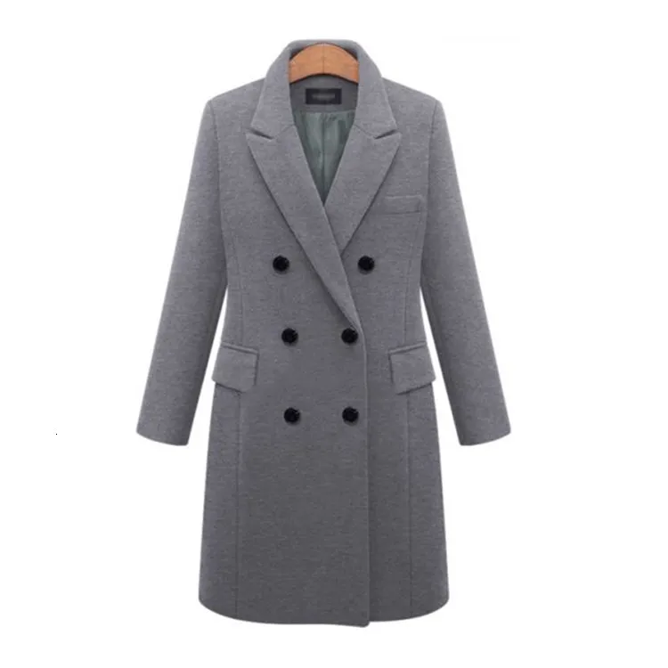 Размера плюс 5XL тонкое осеннее новое шерстяное пальто для малышей длинное детское Шерстяное пальто Для женщин зимнее шерстяное пальто; Цвет черный, хаки; свободные Повседневное в Корейском стиле с шерстяной подкладкой; Верхняя одежда& пальто до