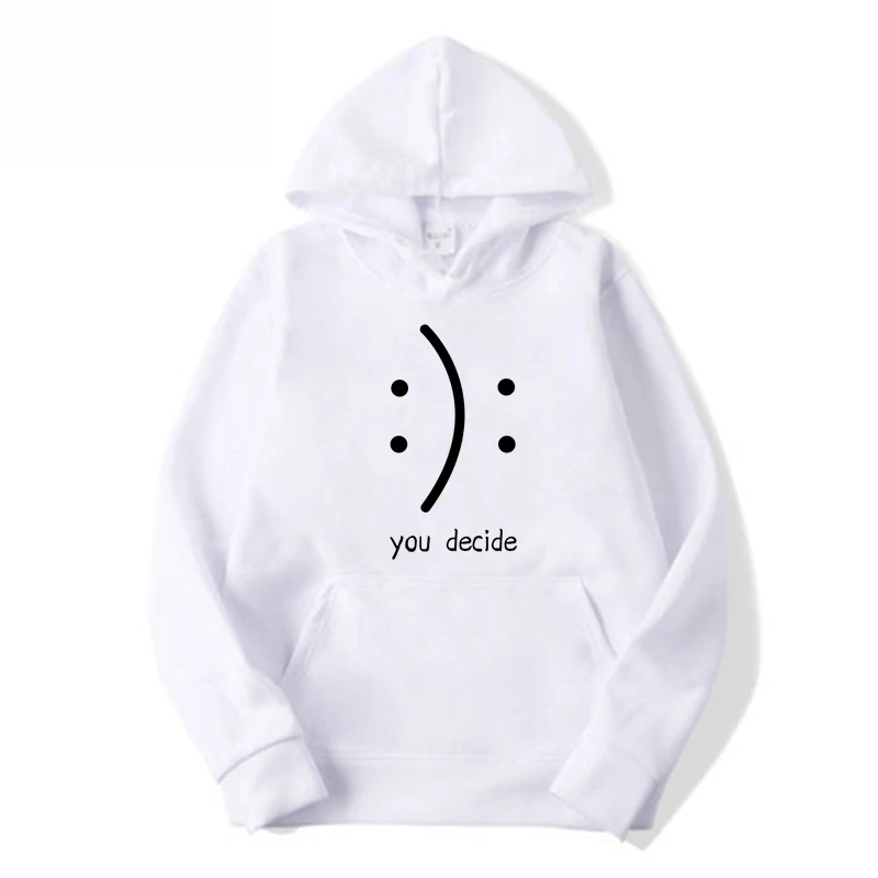 

Women's Sweatshirt With A Smiley Face Funny Smile Or Frown Happy Or Sad Face You Decide Harajuku Pullover Clothes Streetwear Fas
