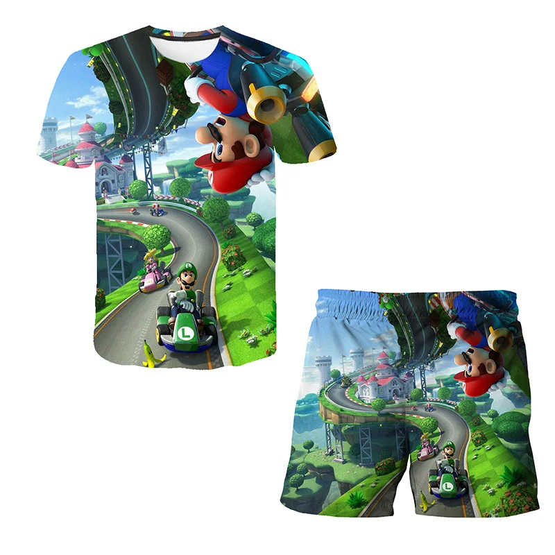 

Summer 3D animation children's T-shirt, children's suit, T-shirt and shorts, casual and breathable short sleeve two-piece set 20