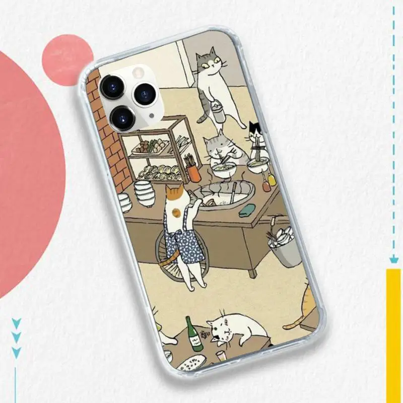 

Retro illustration Cute Japanese Cats Phone Case for iPhone 11 12 pro XS MAX 8 7 6 6S Plus X 5S SE 2020 XR