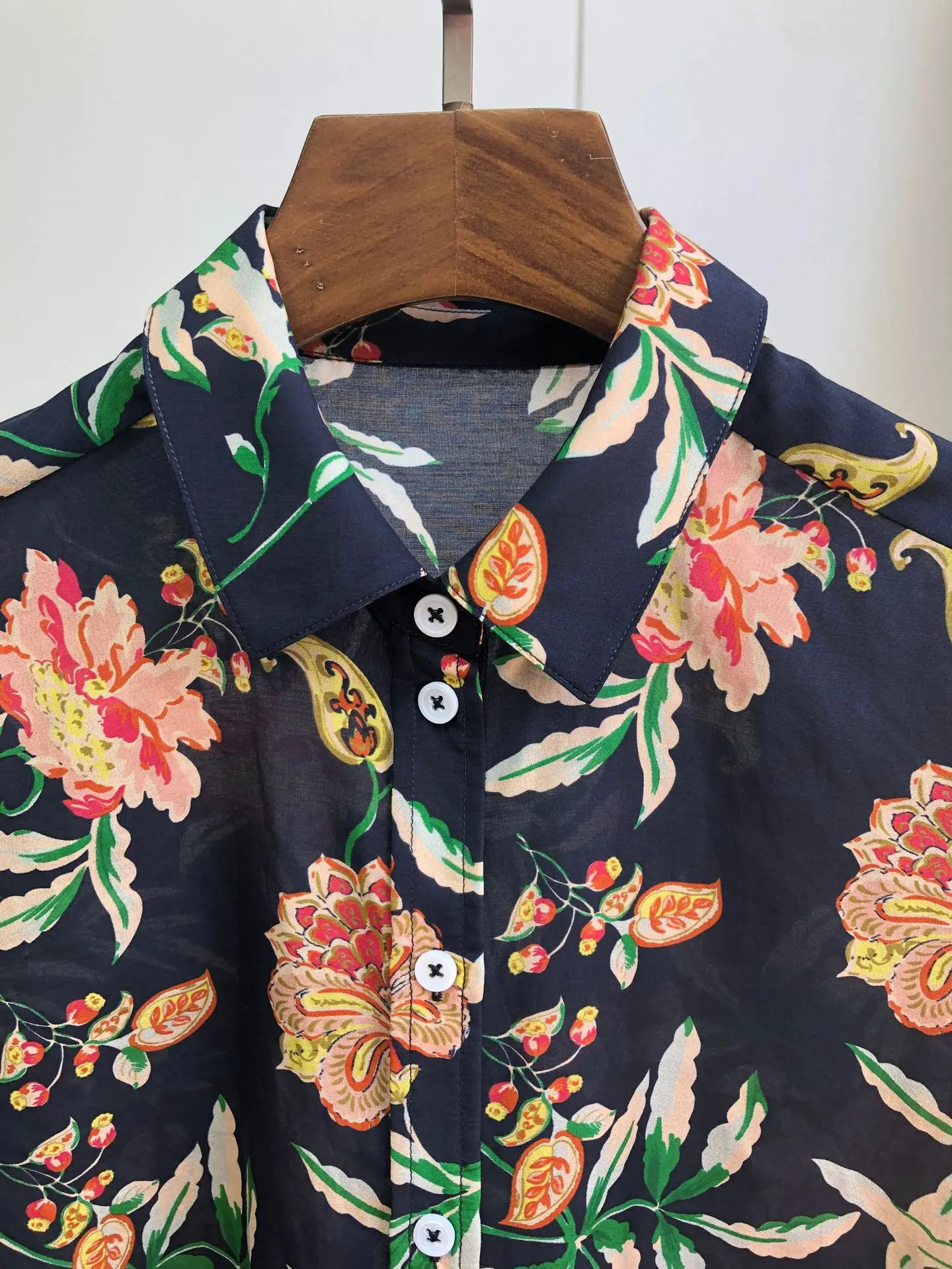 Женская рубашка шелковая SZ Новый светильник хлопковая изысканная с Мозаичным