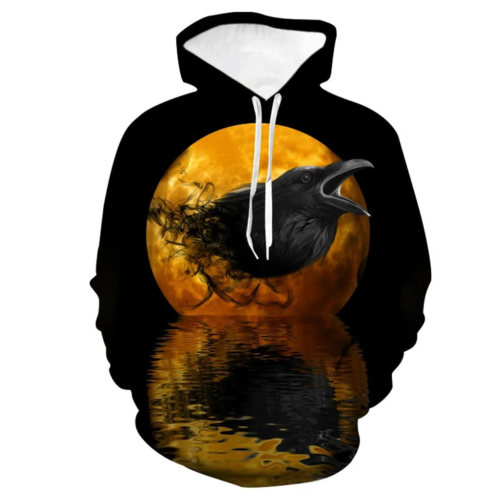 Новейший осенний тематический пуловер с 3D принтом черепа для Хэллоуина