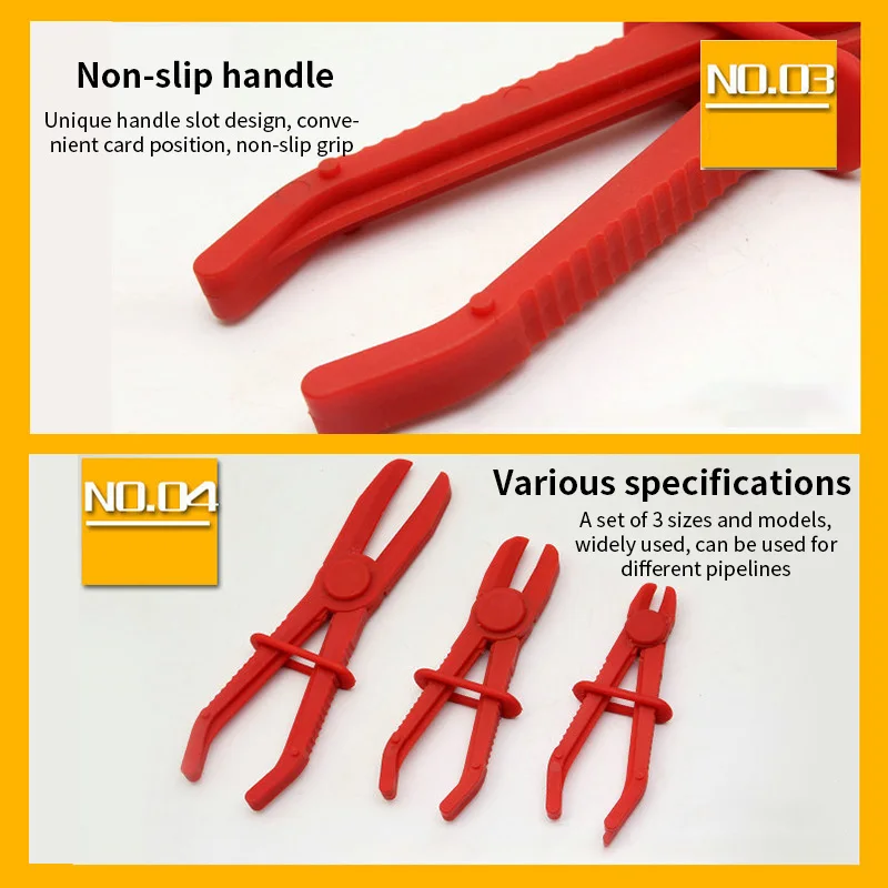 3Pcs/Set Brake Fuel Water Line Clamp Pliers Hands Free Tool Car Repair Tools Anti-Slipping Handle Plastic Hose Set |