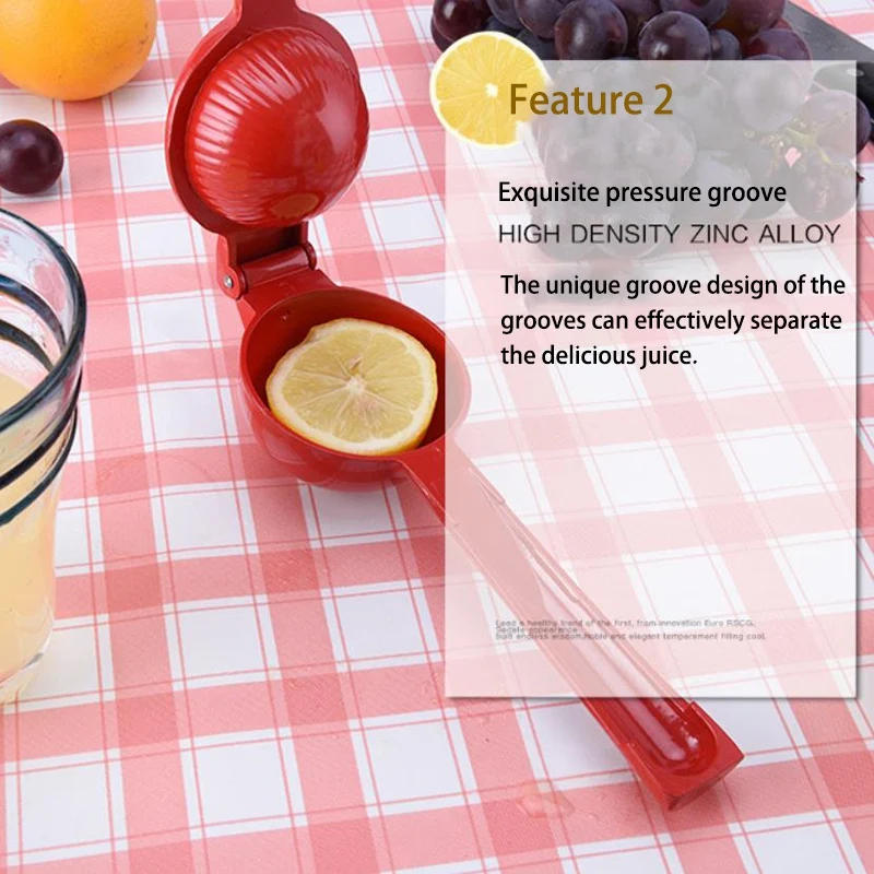 

Lemon Squeezer Lime Orange Manual Juicer Citrus Press Heavy Duty Aluminum Handheld Red