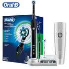 Ультразвуковая электрическая зубная щетка Oral B Pro4000 3D со светодиодной подсветкой, умный таймер, водонепроницаемая, с мягкой щетиной, Глубокая чистка, гигиена полости рта