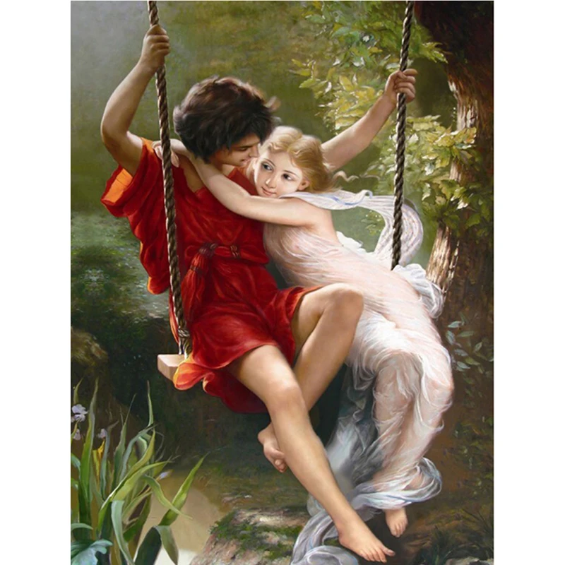 

5d Diy Diamond Painting Kit Couple Swinging Photo Printing Diamond Embroidery Art Home Decor Unique Gift