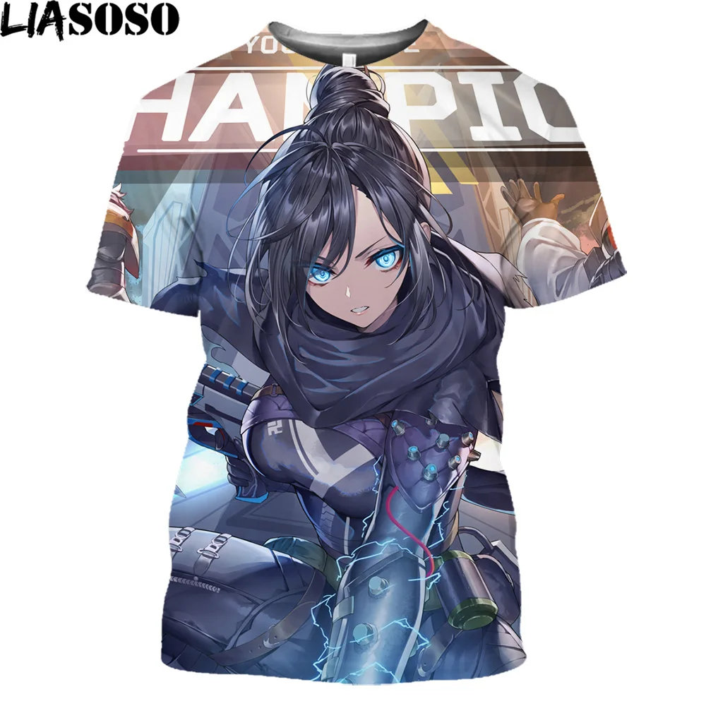 

LIASOSO Game Apex Legends 3D Printed T-shirt Punk Trendy Boy Girl Anime Harajuku Shirt Tops Streetwear Casual Tees SUPER Frida