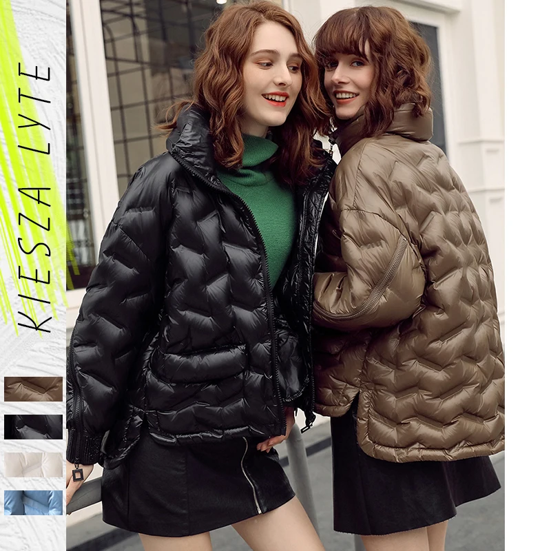 Женское зимнее тонкое пуховое пальто 2019 Модный повседневный женский синий