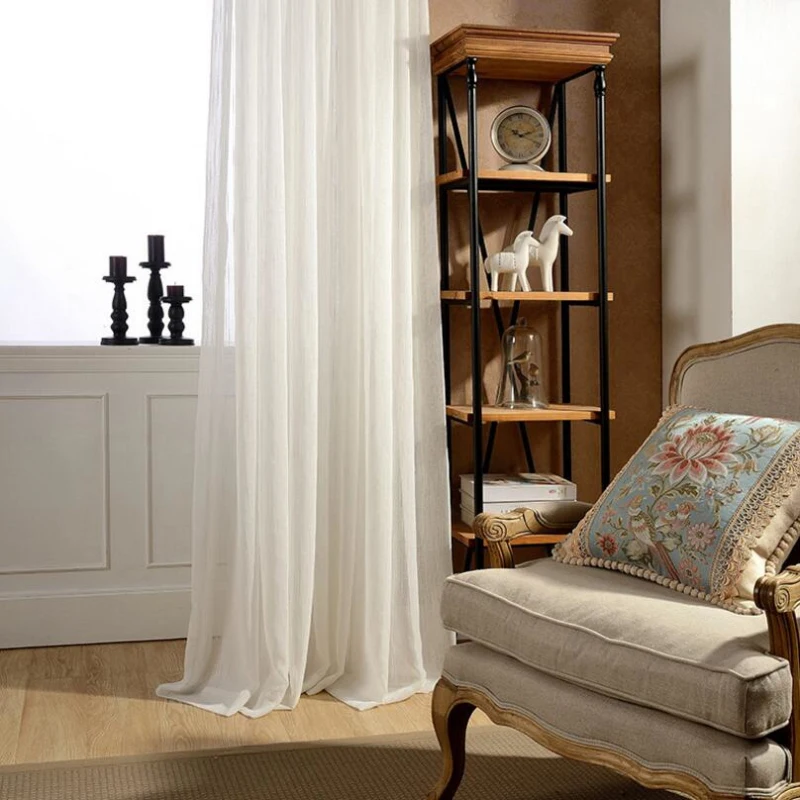 Полосатые прозрачные Занавески льняные шторы для гостиной балкона тюлевые