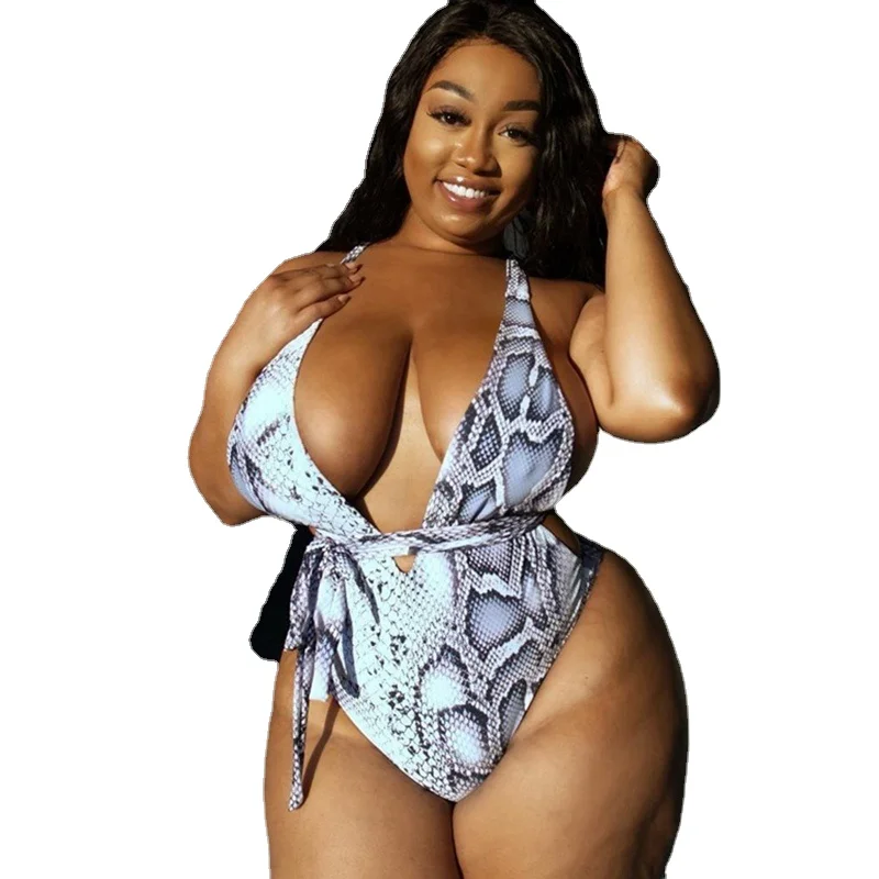 

Женский слитный купальник с глубоким V-образным вырезом, размеры до 5XL