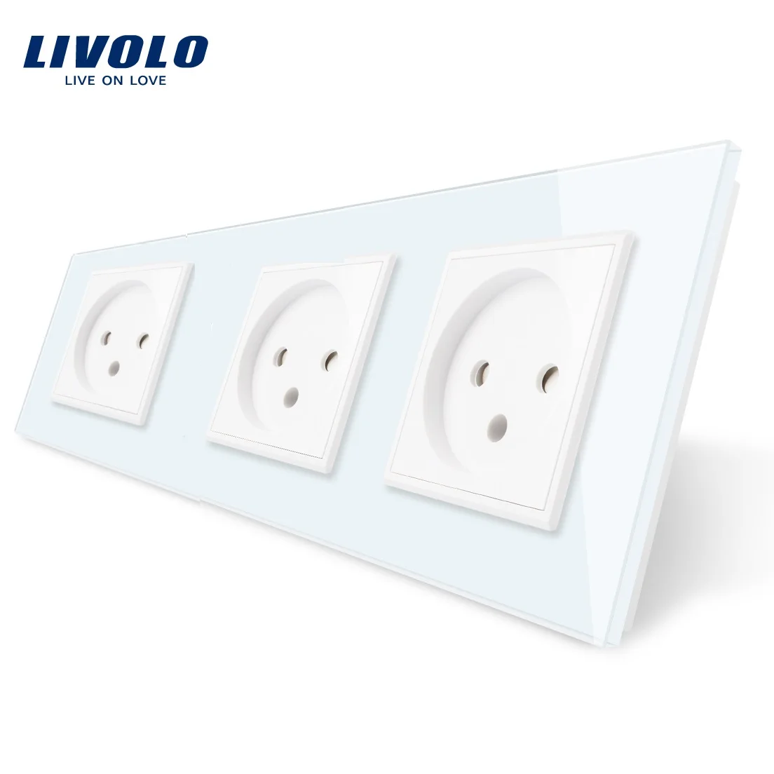 

Livolo Israel Power Socket, Outlet Panel, Triple Wall Power Outlet Without Plug,Toughened Glass,AC 100~250V 16A,C7C3IL-11/12/15