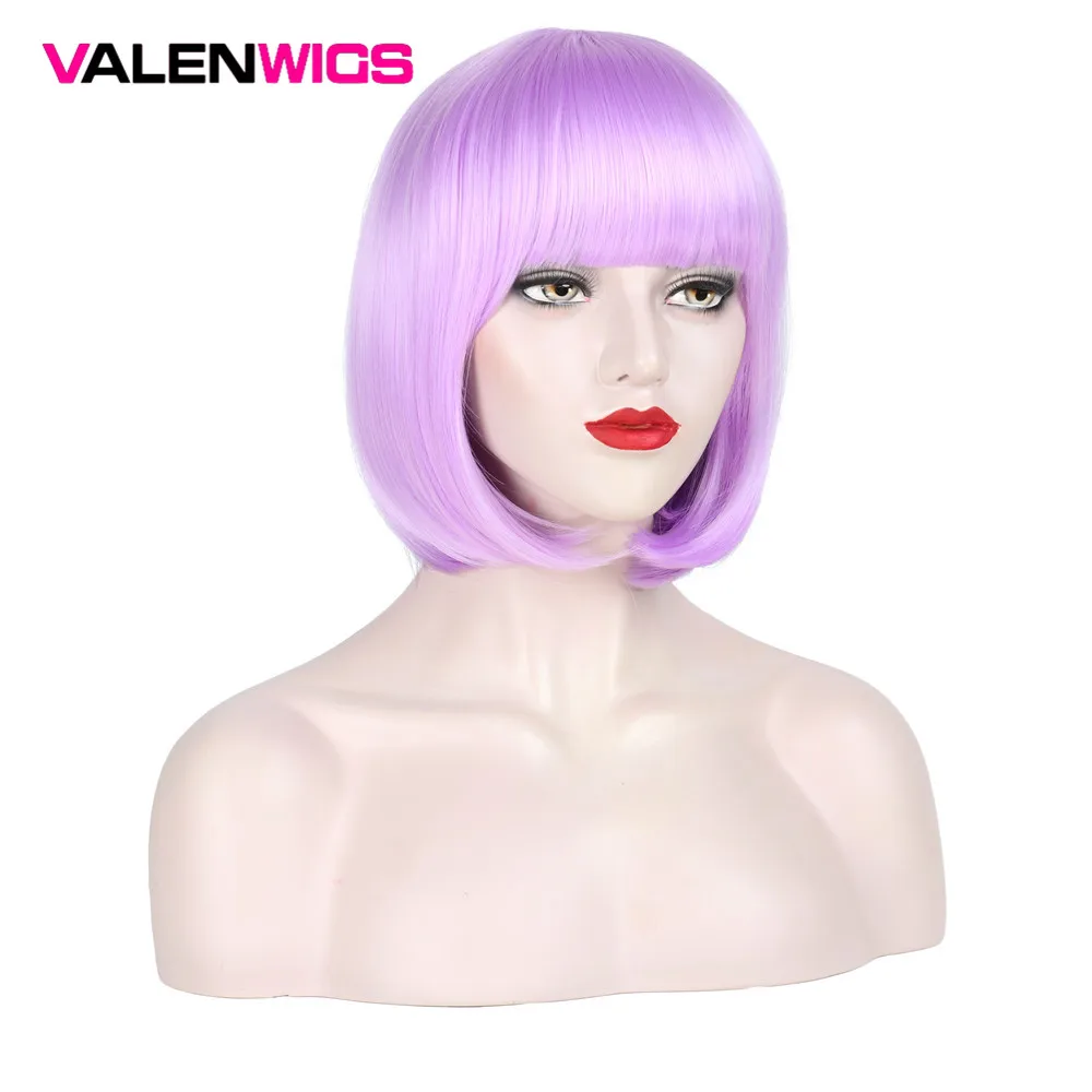 Valenwigs короткие прямые волосы в стиле Боба парики с плоской челкой синтетические