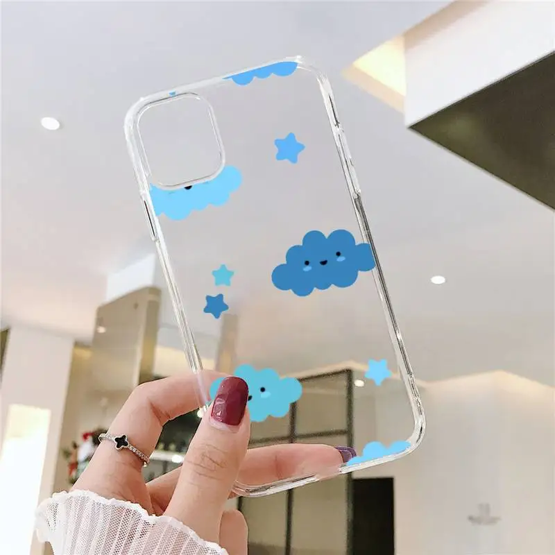 

Cartoon clouds cute Phone Case Transparent soft For iphone 5 5s 5c se 6 6s 7 8 11 12 plus mini x xs xr pro max