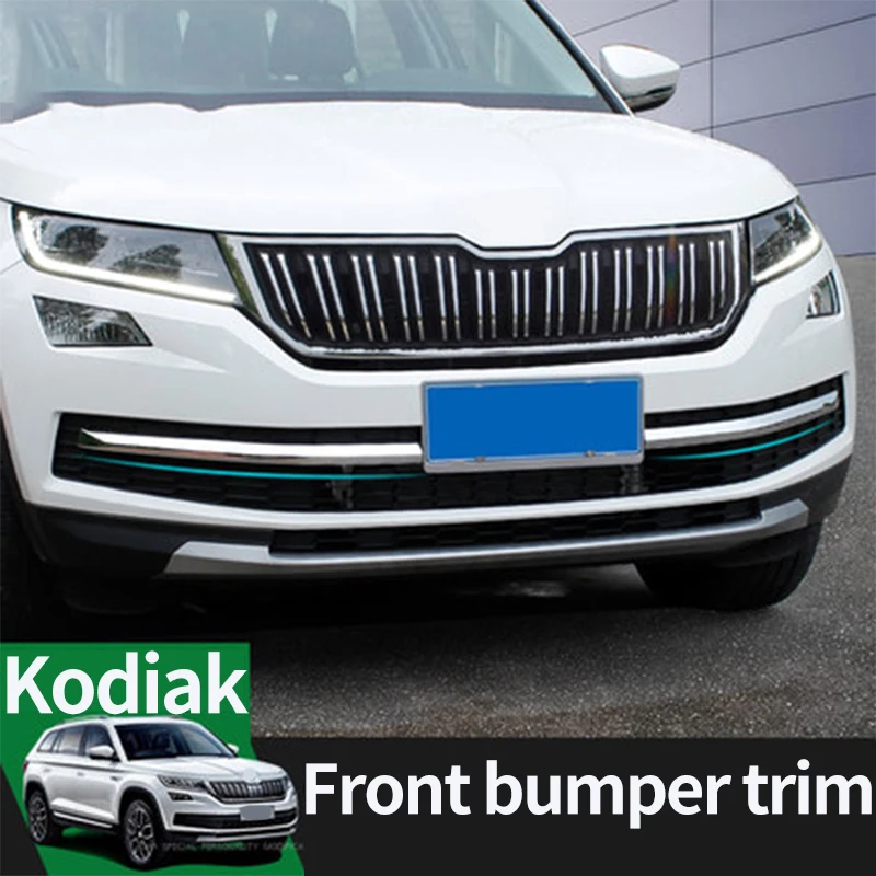 

For Skoda Kodiaq front bumper trim strip cover chrome plated head grille racing grill accessories decoration exterior 2017