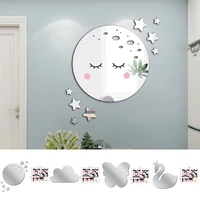 nordic 3d mirror wall stickers swan butterfly clouds star mirror wall sticker cartoon smile acrylic wall decals home decoration