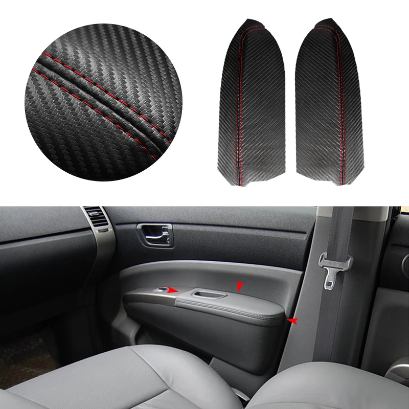 Текстура углерода из микрофибры 2 шт. передняя дверь подлокотник Панель Накладка