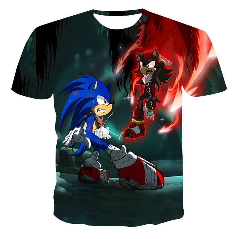 

2020 Summer Boys Cartoon Sonic hedgehog t shirt Blue 3D Printed men Streetwear Children Kids Clothes Baby Funny Tshirt O-Neck