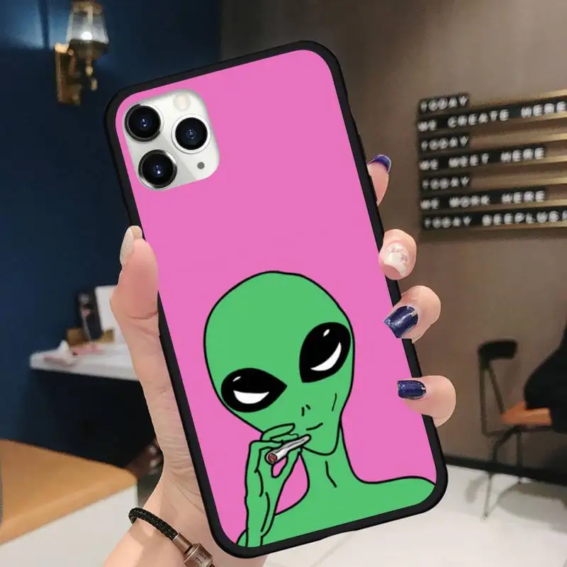 

Alien Smoking Weed Phone Case for iPhone 11 12 mini pro XS MAX 8 7 6 6S Plus X 5S SE 2020 XR