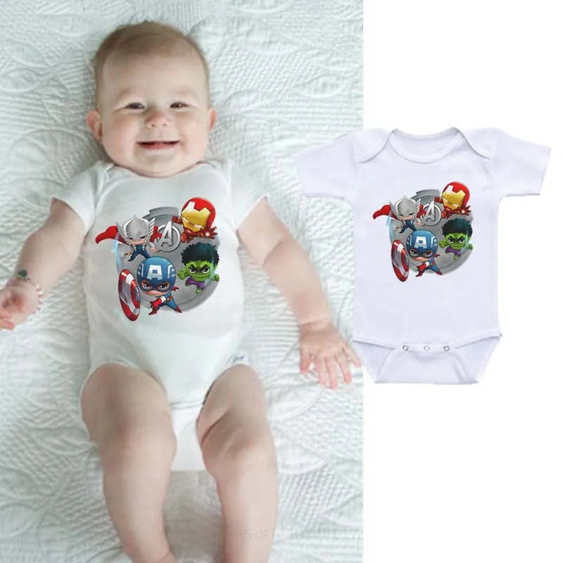 

Newborn Baby Boy Girl Short Sleeve Romper Toddler Marvel Avenger Endgame The Hulk Iron Man Print Infant Jumpsuit Playsuit Outfit