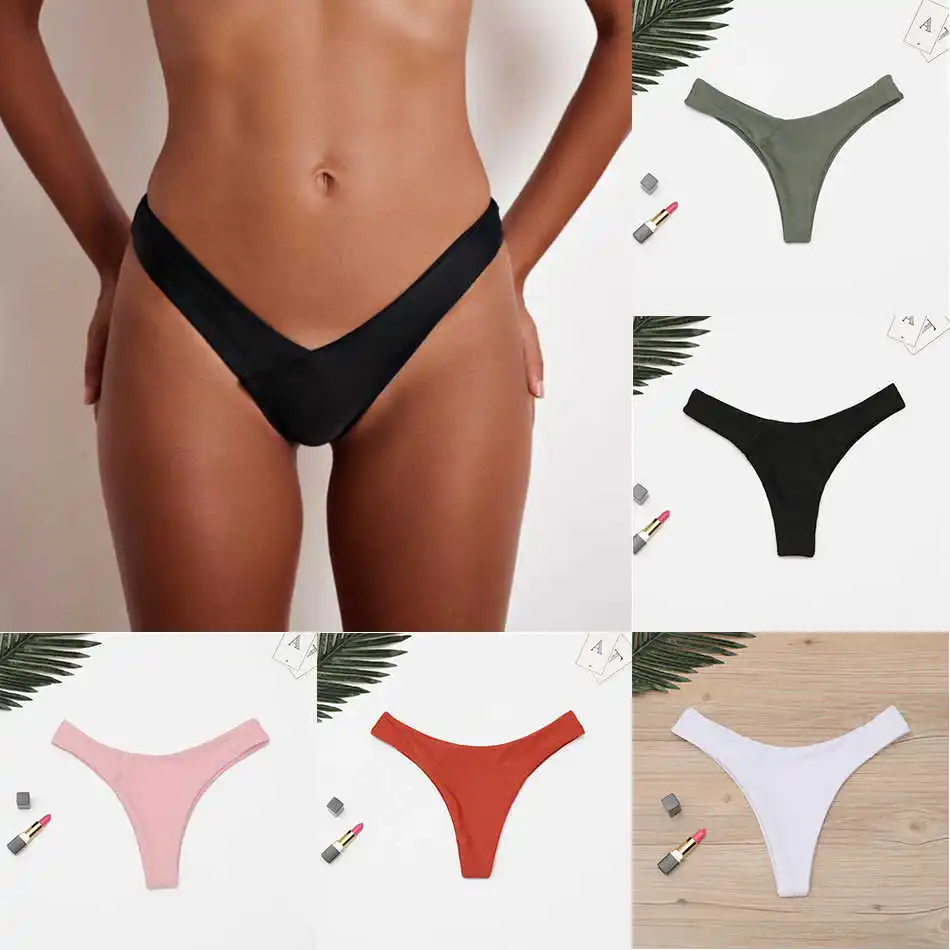 

2021 Sexy Bikini Bottoms Brazilian Swimwear Women Briefs Thong Low Waist Swimsuit Bottom Solid Cheeky Bikini Bottom Swim Trunks