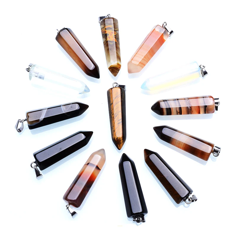 5 шт./лот мульти тип натуральный камень Шарм Кристалл столб подвески и ожерелья