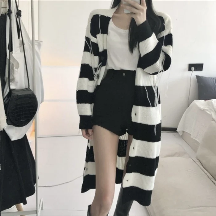 Женский однобортный Кардиган Свободный кардиган контрастных цветов в