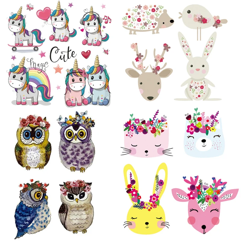 unicorn patch children t shirt stickers cute Iron on transfers for clothes iron-on transfer vinyl badge printed press | Дом и сад