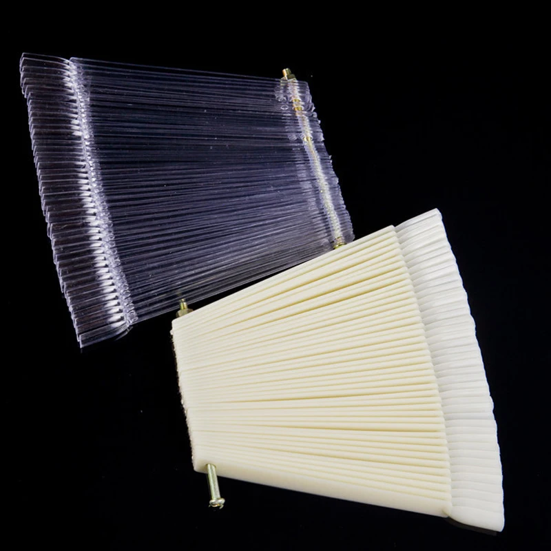 

50pcs Broad Fan Shape False Nail Art Tips Palette Polish Color Broad Display Practice Card Nail Art Tips Salon Manicure Tools