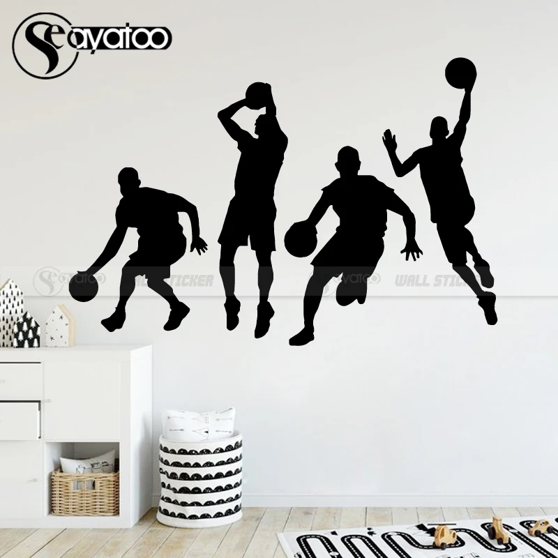 Настенная Наклейка с изображением баскетбольного игрока Классическая наклейка