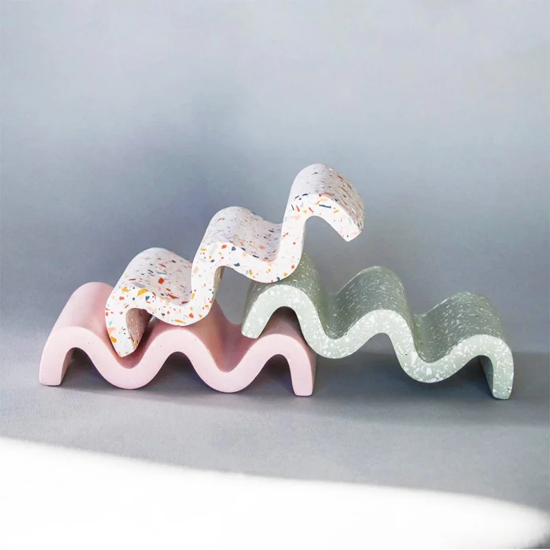 

Terrazzo Cement Wavy Plate Mould Concrete Soap Dish Silicone Mould Jewelry Storage Tray Plaster Tabletop Decor Clay Mould