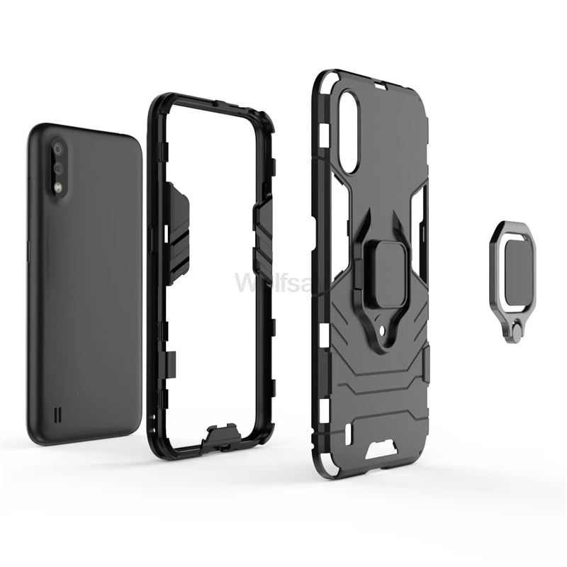 Shockproof Bumper For Samsung Galaxy A01 Case Luxury Silicone Hard PC Stand Protective Phone Cover For Samsung Galaxy A01 A015