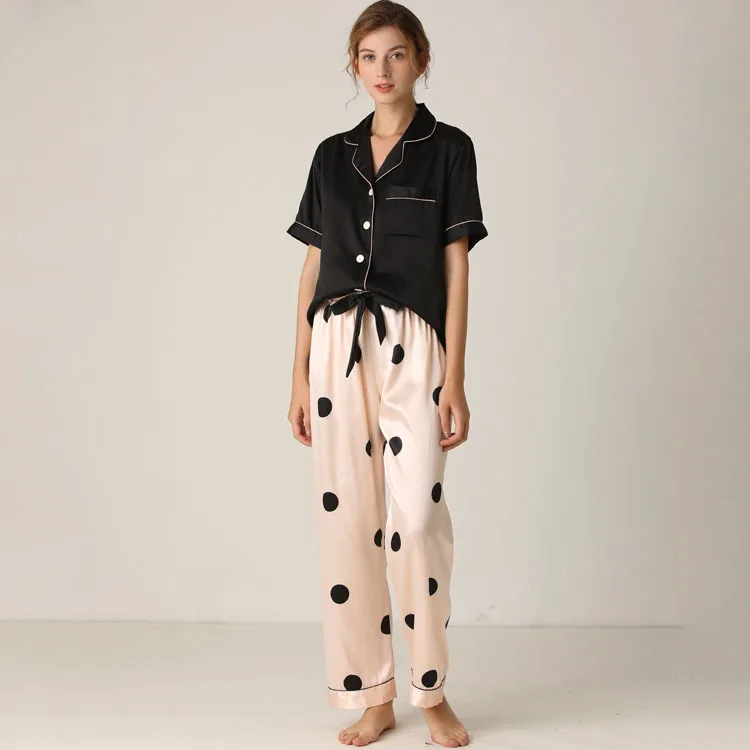 

Spring New Pajamas Woman Silk Suit Short Sleeve Trousers Loose High Archives Sleepwear