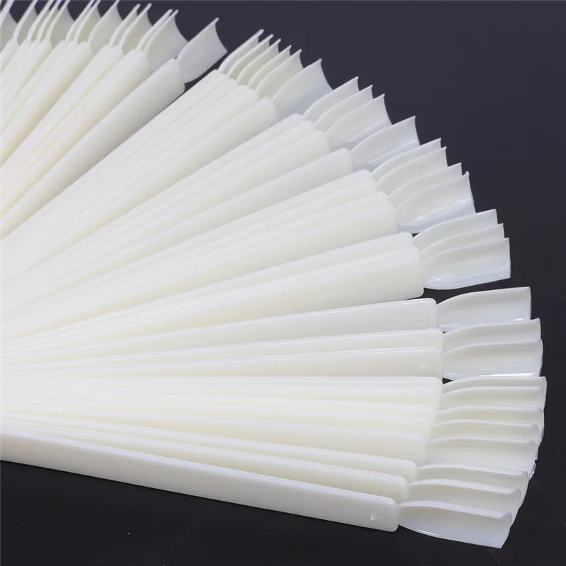 Хит продаж 50x веерообразные натуральные накладные ногти для дизайна ногтей