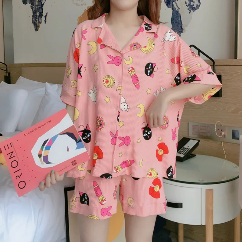 Пижамный комплект Женский в полоску хлопковый пижамный из 2 предметов с